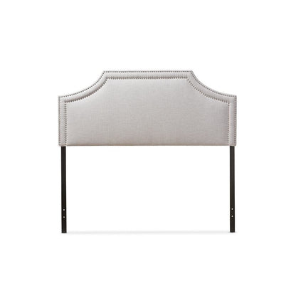 Grayish Beige Fabric Upholstered Queen Size Headboard