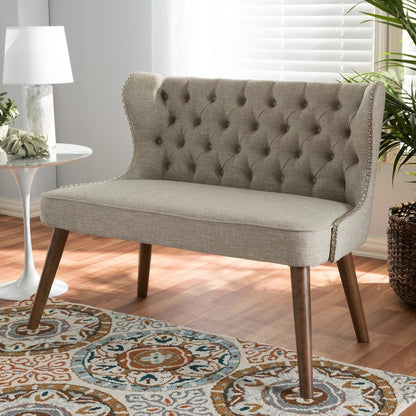 Fabric Upholstered Button-Tufting with Nail Heads Trim 2-Seater Loveseat Settee