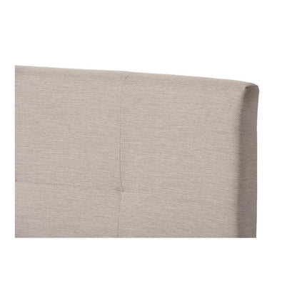 Beige Fabric Upholstered Grid-tufting Queen Size Bed