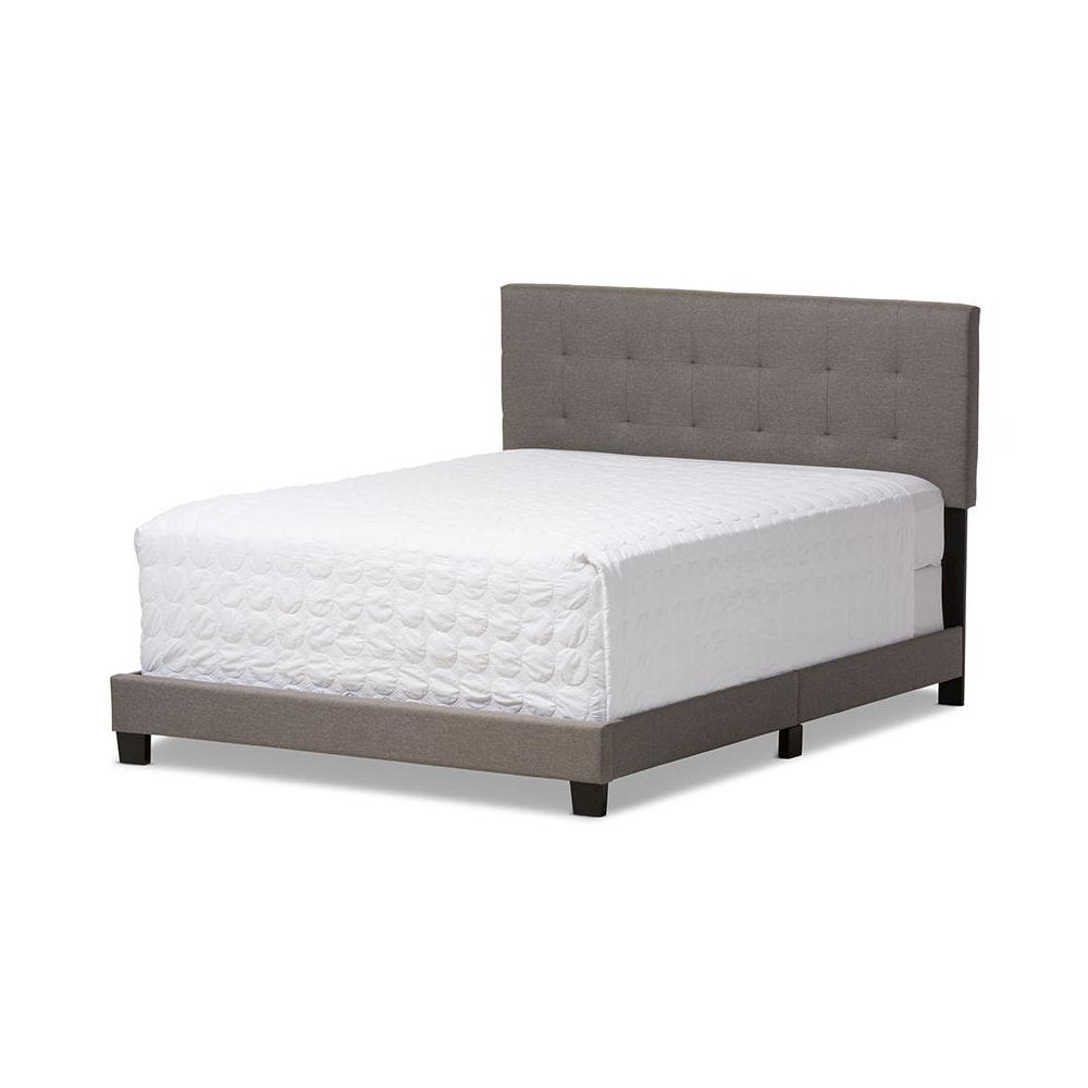 Grey Fabric Upholstered Grid-tufting Queen Size Bed