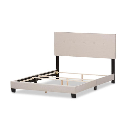 Hampton Modern and Contemporary Light Beige Fabric Upholstered Queen Size Bed