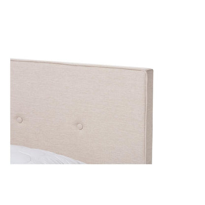 Hampton Modern and Contemporary Light Beige Fabric Upholstered Queen Size Bed