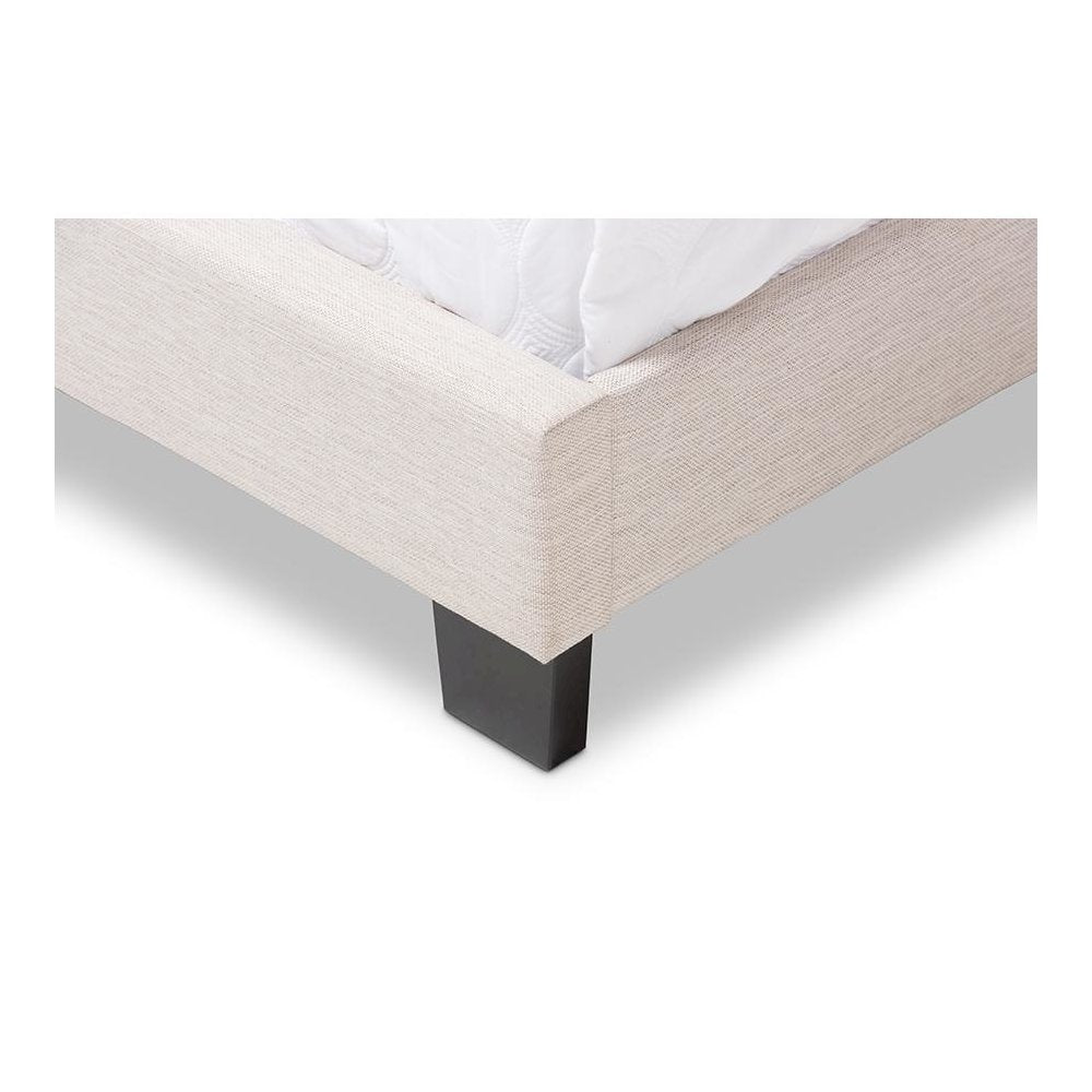 Hampton Modern and Contemporary Light Beige Fabric Upholstered Queen Size Bed