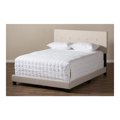 Hampton Modern and Contemporary Light Beige Fabric Upholstered Queen Size Bed