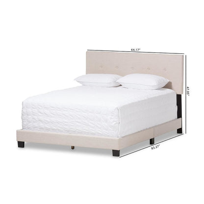 Hampton Modern and Contemporary Light Beige Fabric Upholstered Queen Size Bed