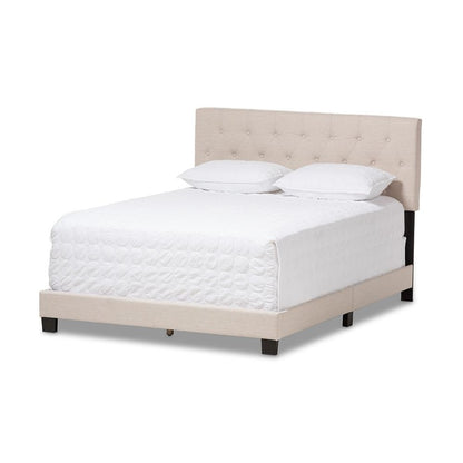 Cassandra Modern and Contemporary Light Beige Fabric Upholstered King Size Bed