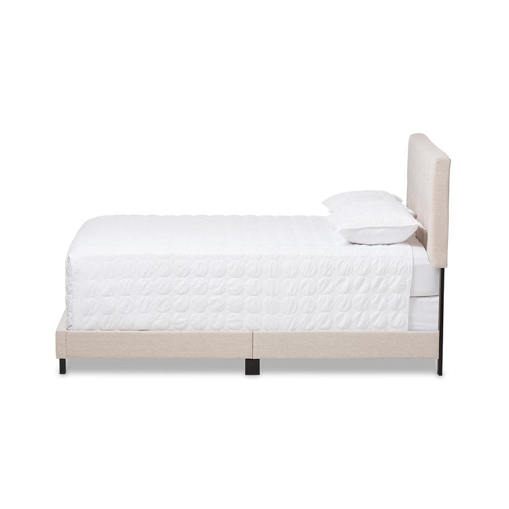 Cassandra Modern and Contemporary Light Beige Fabric Upholstered King Size Bed