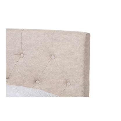 Cassandra Modern and Contemporary Light Beige Fabric Upholstered King Size Bed