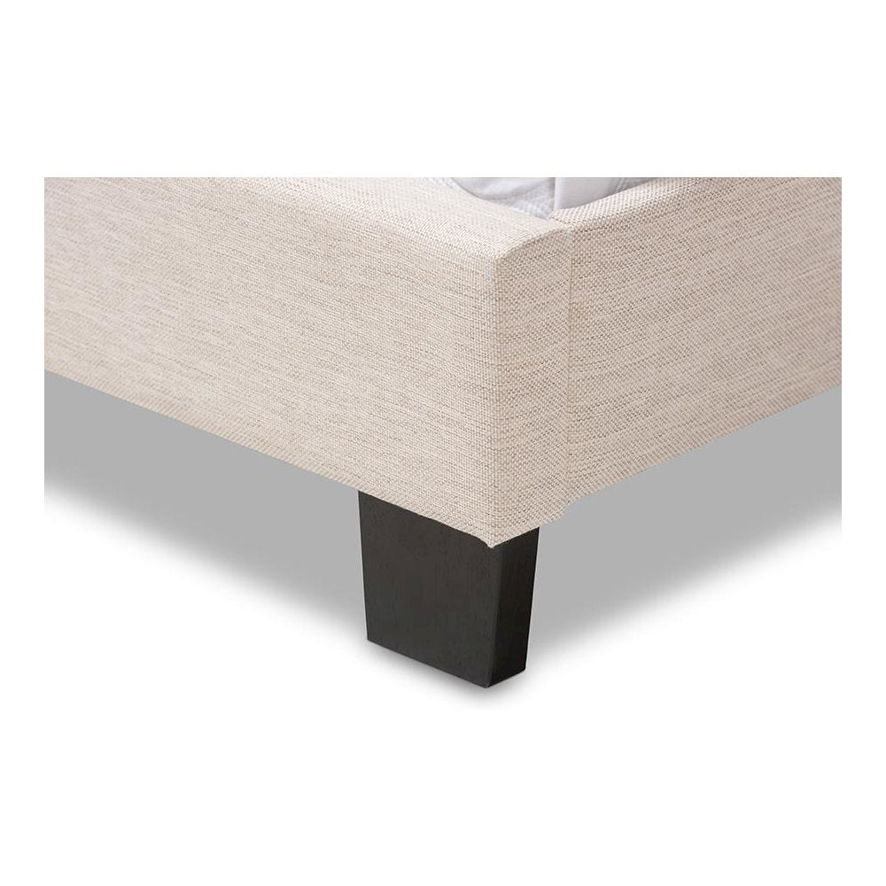 Cassandra Modern and Contemporary Light Beige Fabric Upholstered King Size Bed