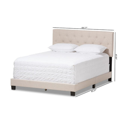 Cassandra Modern and Contemporary Light Beige Fabric Upholstered King Size Bed