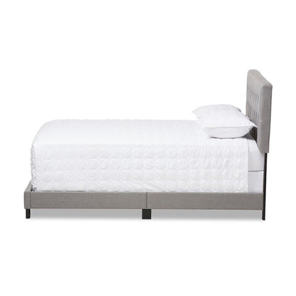 Cassandra Modern and Contemporary Light Grey Fabric Upholstered Queen Size Bed