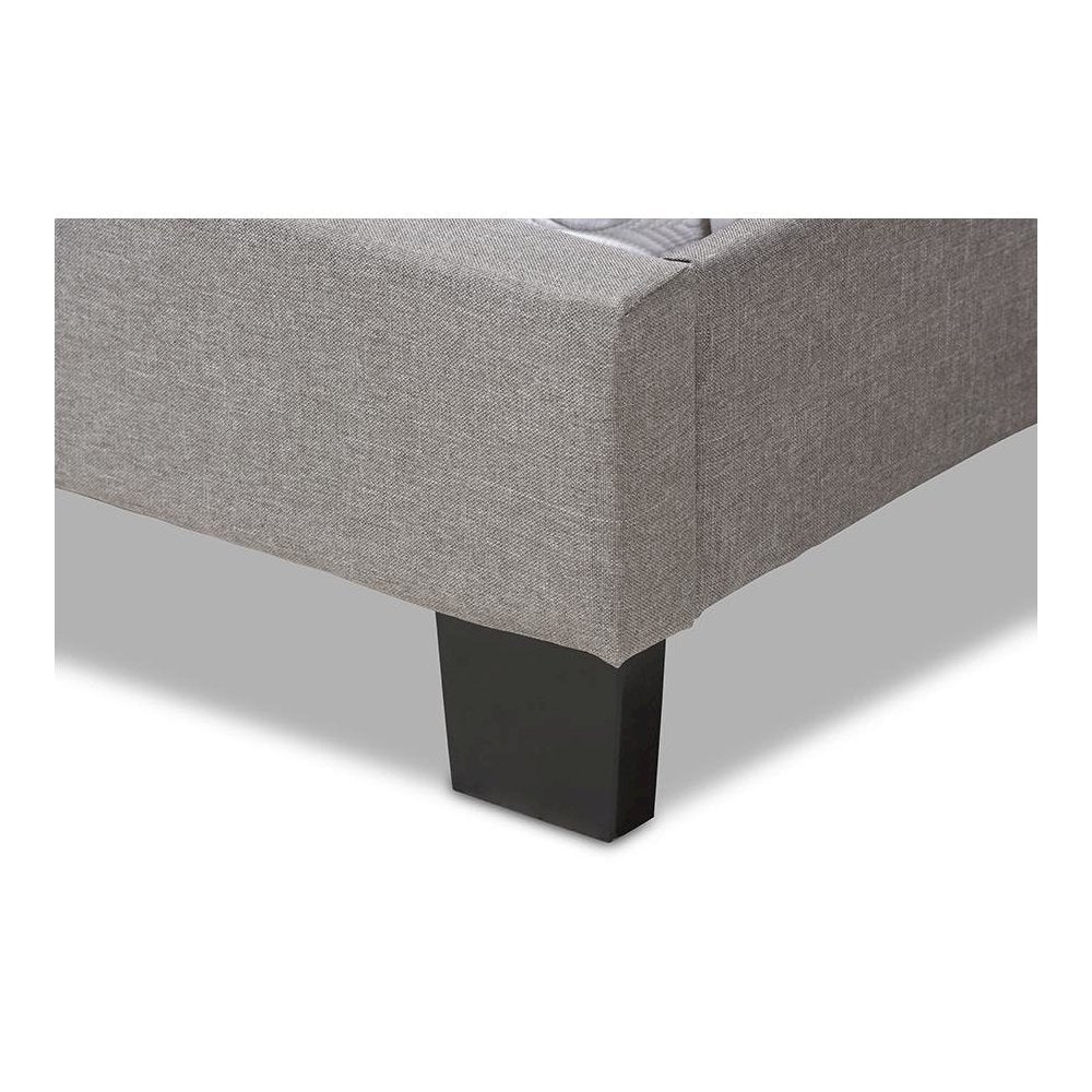 Cassandra Modern and Contemporary Light Grey Fabric Upholstered Queen Size Bed