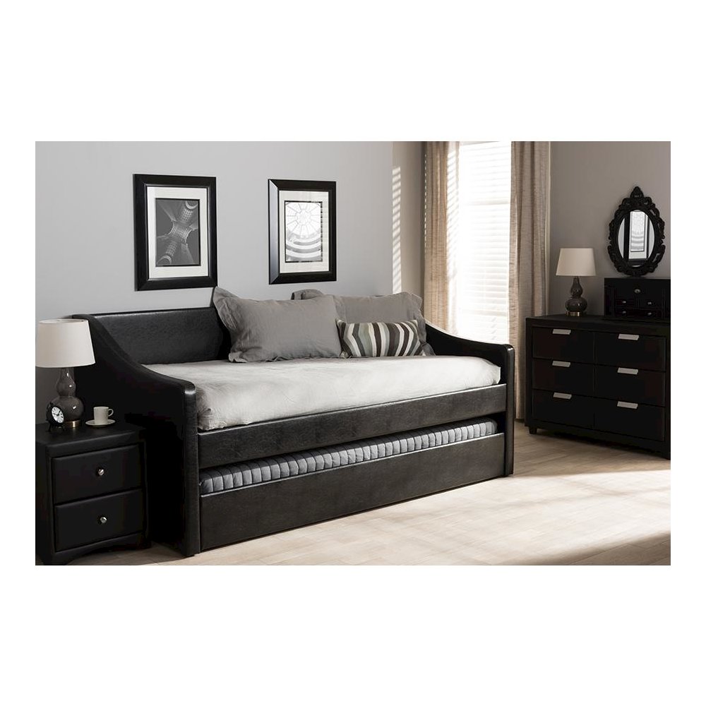 Barnstorm Modern and Contemporary Black Faux Leather Upholstered Daybed