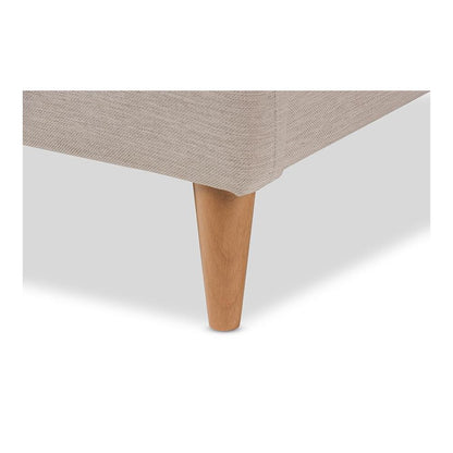 Mia Mid-Century Light Beige Fabric Upholstered Queen Size Platform Bed