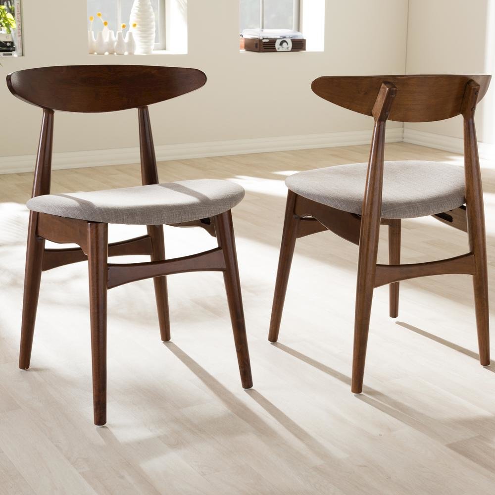 Modern Light Grey Fabric and "Oak" Medium Brown Finishing Wood Dining Chair