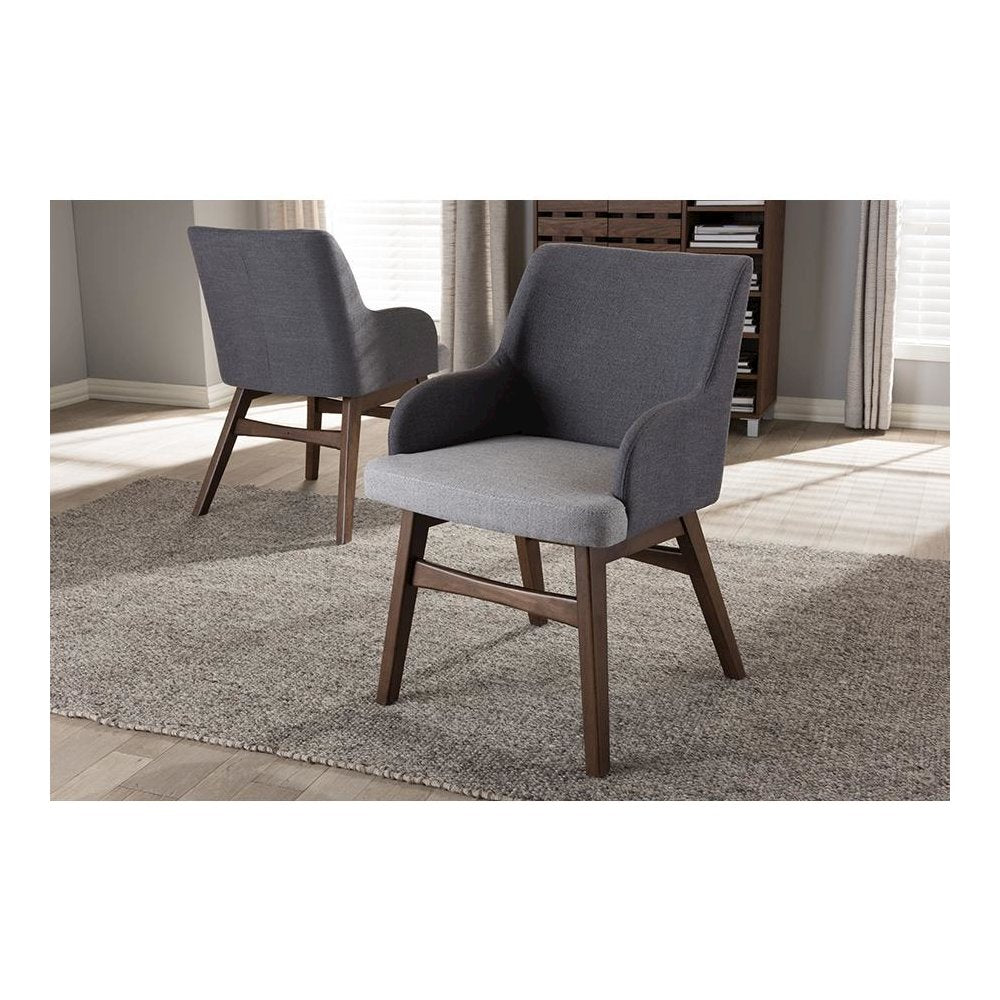 Baxton Studio Monte Mid-Century Modern Two-Tone Grey Fabric Armchair (Set of 2)