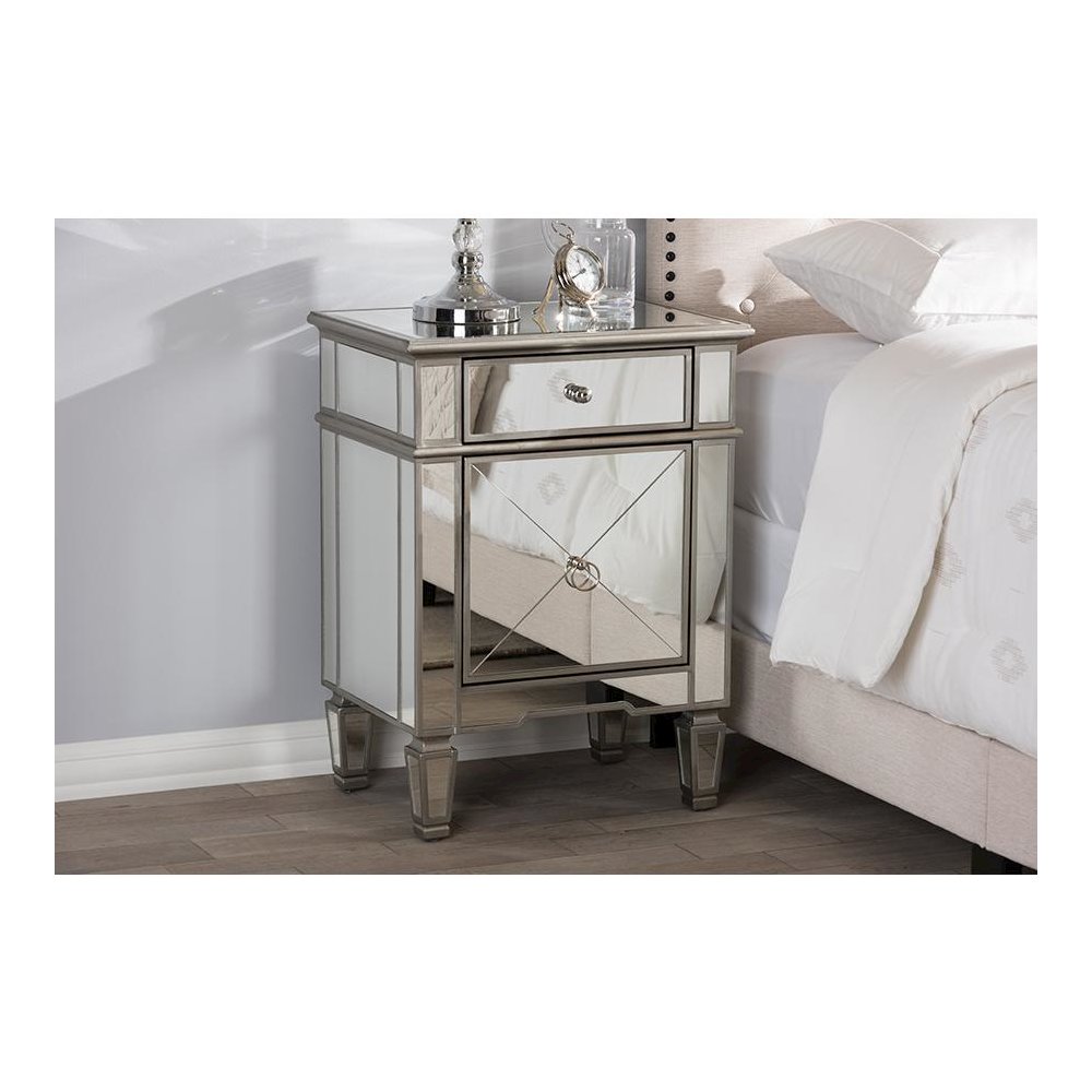 Baxton Studio Claudia Hollywood Regency Glamour Style Mirrored End Table