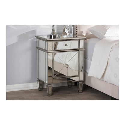 Baxton Studio Claudia Hollywood Regency Glamour Style Mirrored End Table