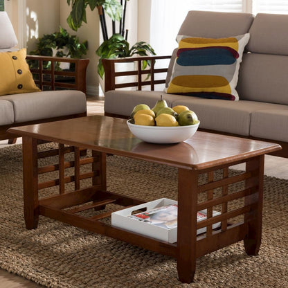 Cherry Finished Brown Wood Living Room Occasional Coffee Table