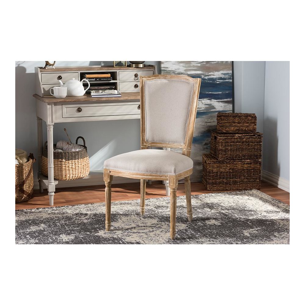 Beige Fabric Upholstered Dining Side Chair