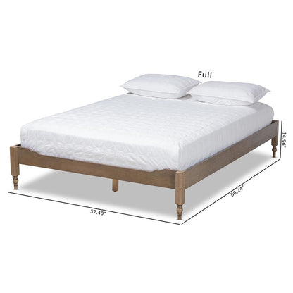 Bohemian Weathered Grey Oak Finished Wood Queen Size Platform Bed Frame