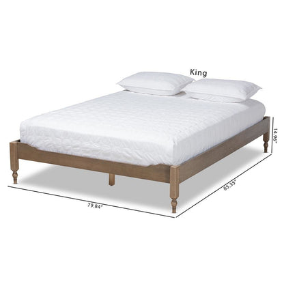 Bohemian Weathered Grey Oak Finished Wood Queen Size Platform Bed Frame
