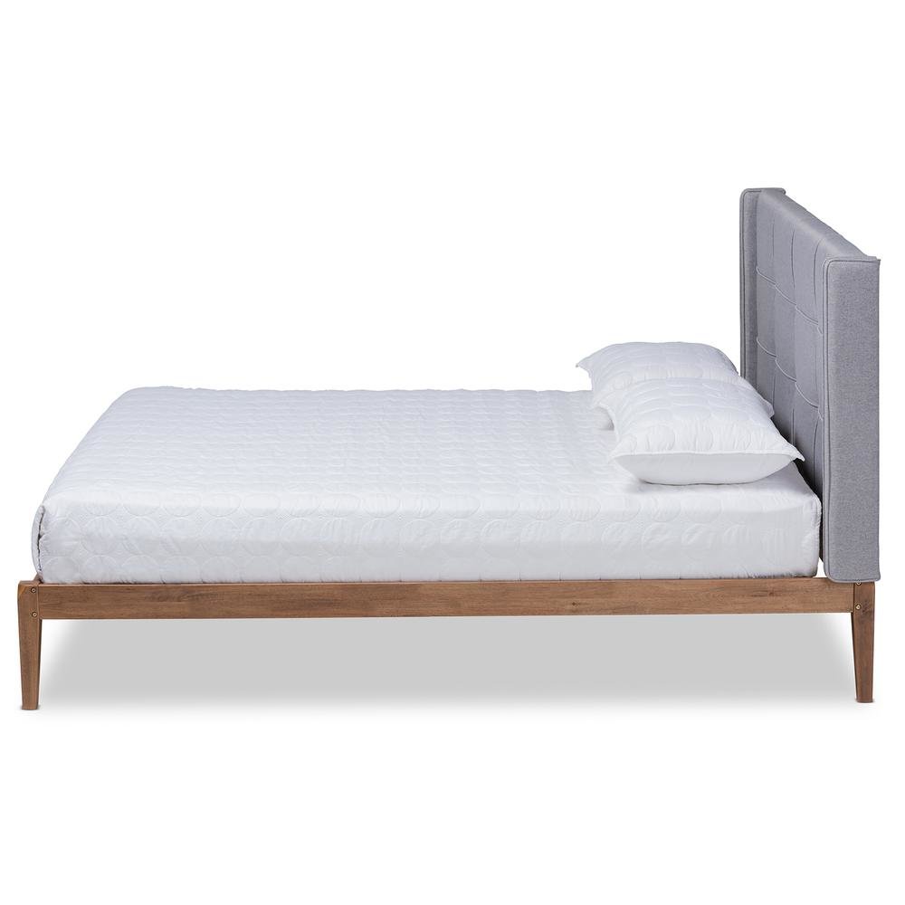 Ash Walnut Brown Finished Wood King Size Platform Bed