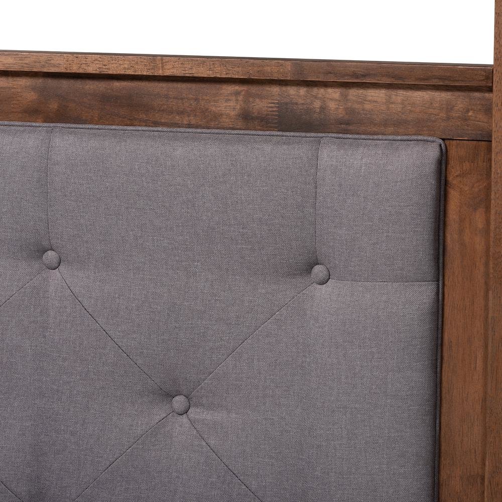 Walnut Brown Finished Wood King Size Platform Canopy Bed