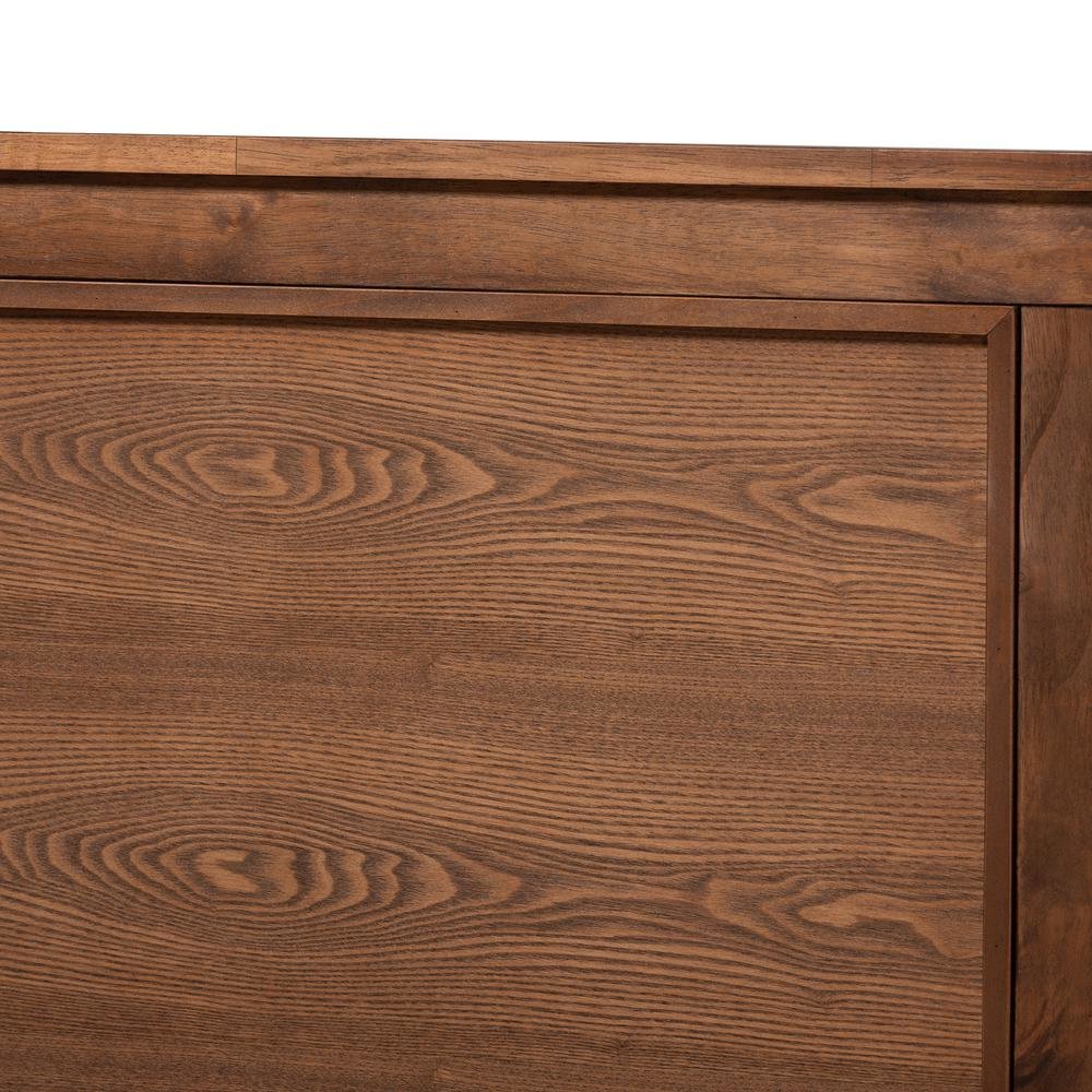 Walnut Brown Finished Wood King Size Platform Canopy Bed