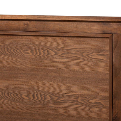 Walnut Brown Finished Wood King Size Platform Canopy Bed