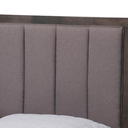 Dark Grey Oak Finished Wood King Size Platform Canopy Bed