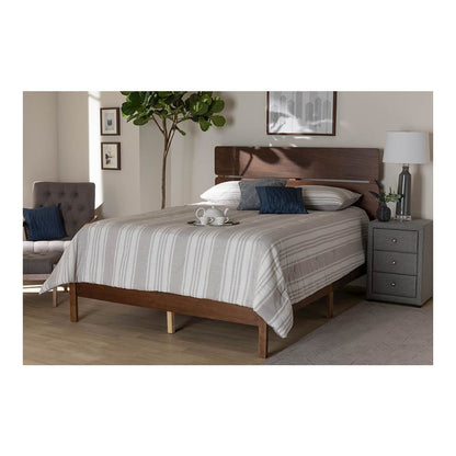Anthony Modern and Contemporary Walnut Brown Finished Wood Queen Size Panel Bed