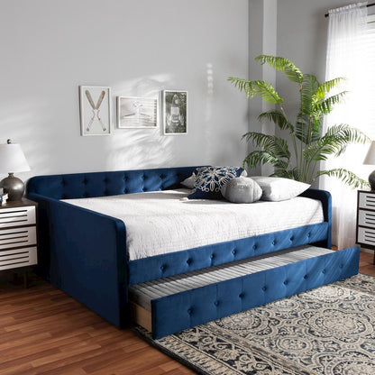 Button Tufted Queen Size Daybed with Trundle