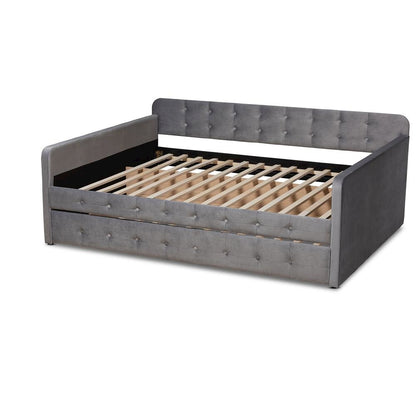 Button Tufted Queen Size Daybed with Trundle