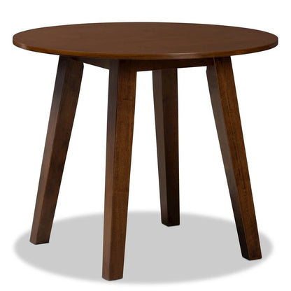 Grey Fabric Upholstered and Walnut Brown Finished Wood 5-Piece Dining Set