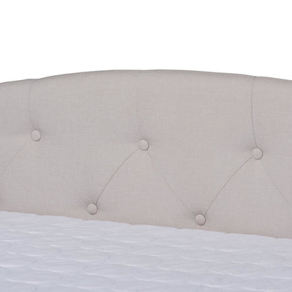 Transitional Beige Fabric Upholstered Queen Size Daybed with Trundle