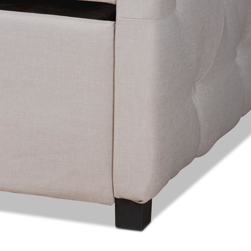 Transitional Beige Fabric Upholstered Queen Size Daybed with Trundle
