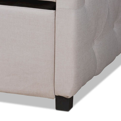 Transitional Beige Fabric Upholstered Queen Size Daybed with Trundle