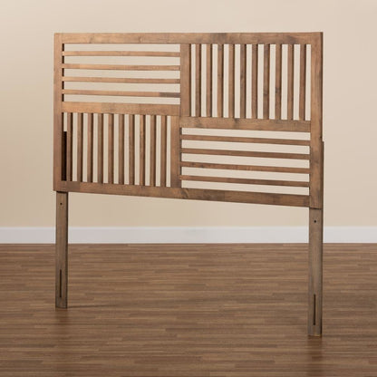 Transitional Ash Walnut Finished Wood Queen Size Headboard