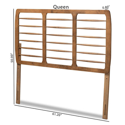 Carolyn Mid-Century Modern Ash Walnut Finished Wood Queen Size Headboard