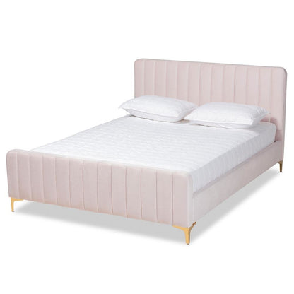 Gold Finished Queen Size Platform Bed