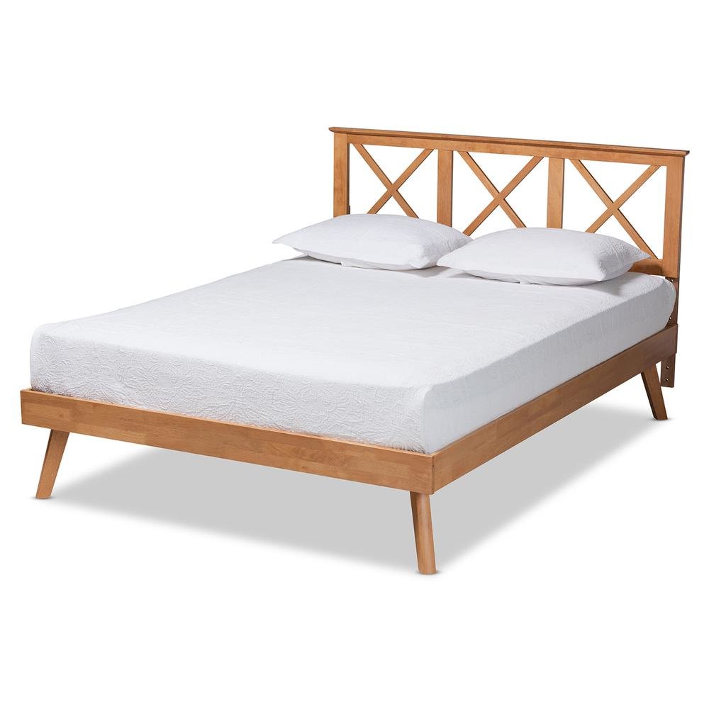 Galvin Modern and Contemporary Brown Finished Wood Queen Size Platform Bed