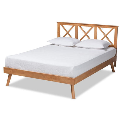 Galvin Modern and Contemporary Brown Finished Wood Queen Size Platform Bed
