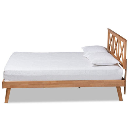 Galvin Modern and Contemporary Brown Finished Wood Queen Size Platform Bed