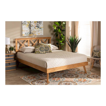 Galvin Modern and Contemporary Brown Finished Wood Queen Size Platform Bed