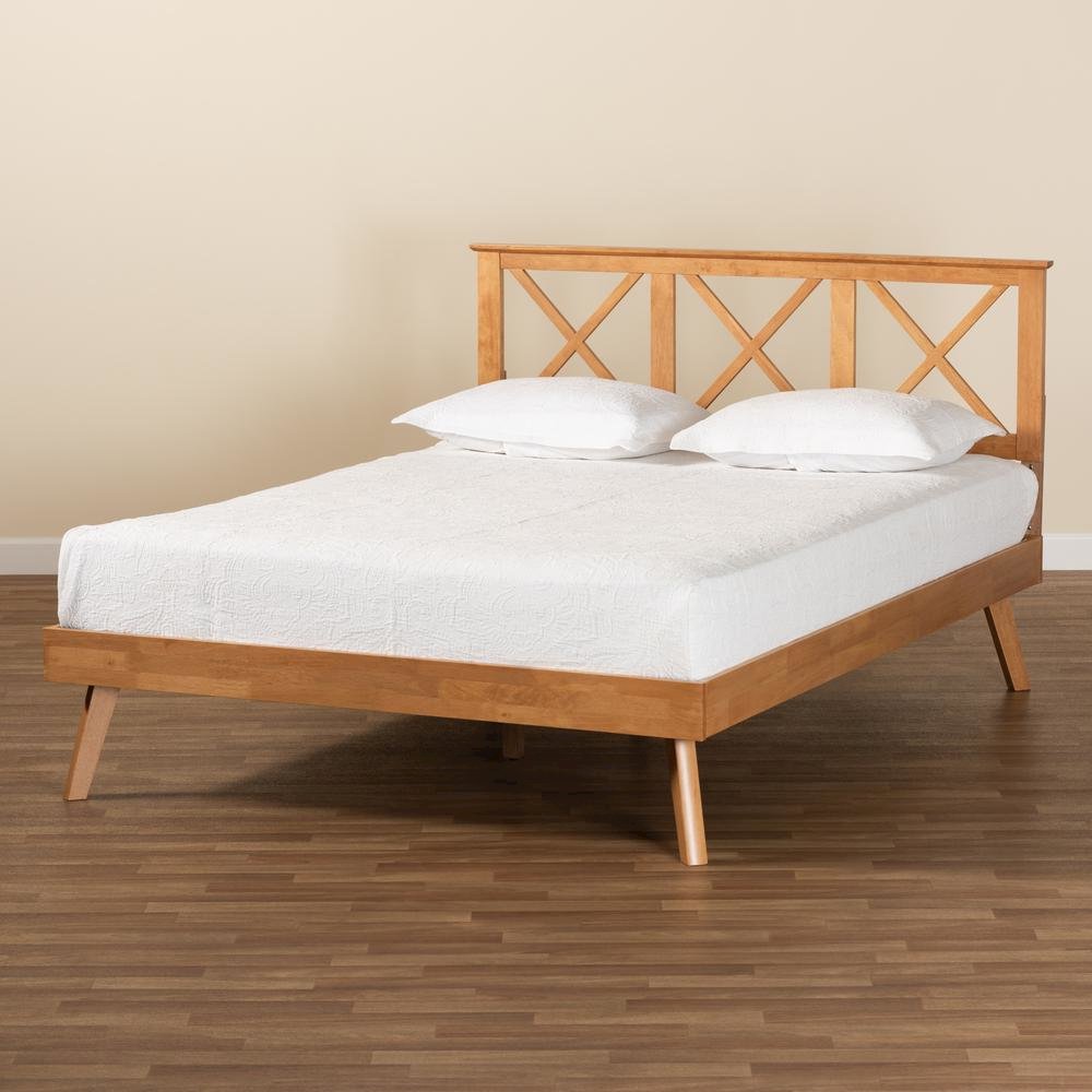Galvin Modern and Contemporary Brown Finished Wood Queen Size Platform Bed