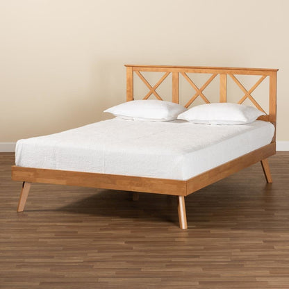 Galvin Modern and Contemporary Brown Finished Wood Queen Size Platform Bed