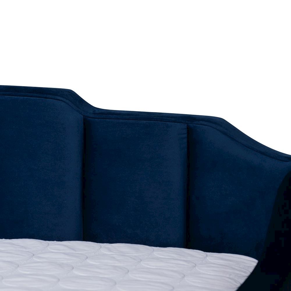 Navy Blue Velvet Fabric Upholstered Queen Size Daybed with Trundle