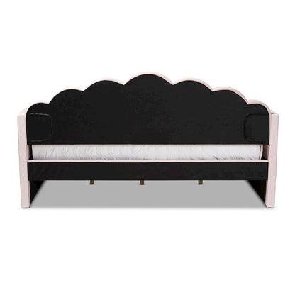 Light Pink Velvet Fabric Upholstered Queen Size Daybed