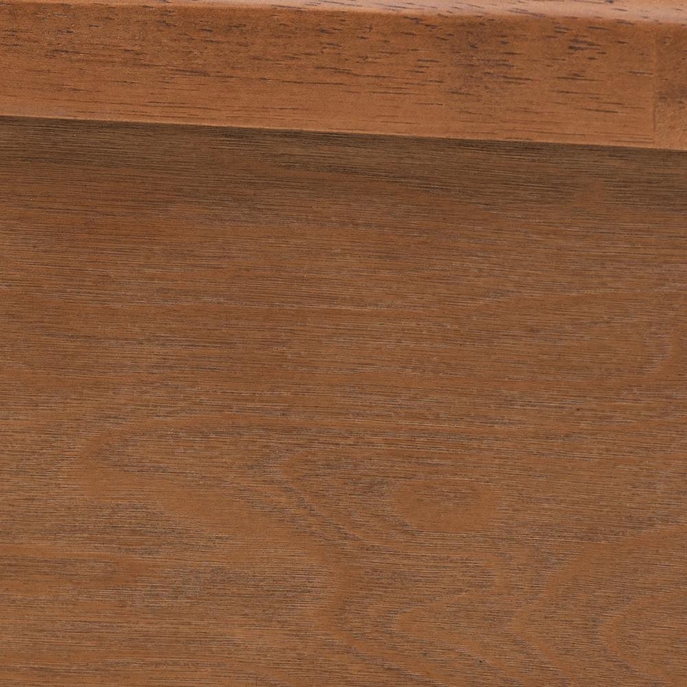 Walnut Brown Finished Wood and Natural Rattan Queen Size Platform Bed